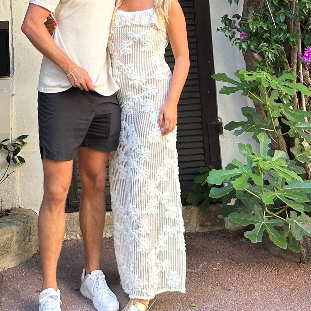 White, see through floral dress
